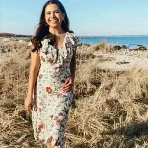 Anna Sui Floral Midi Ruffle Dress